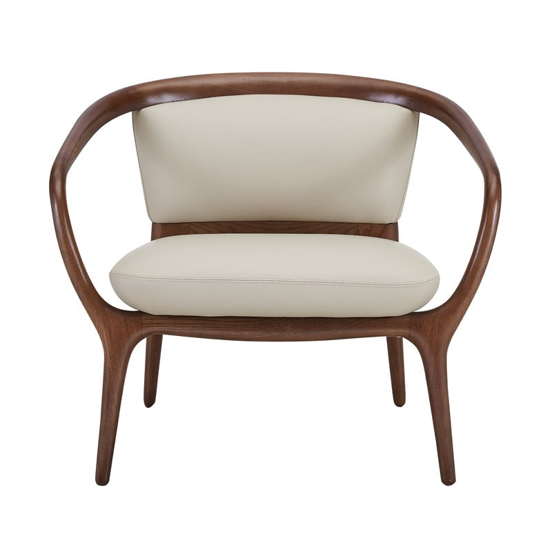 Modrest Deana - Mid Century Beige + Walnut Accent Chair