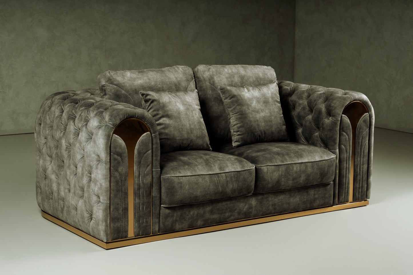 Divani Casa Dosie - Transitional Grey Velvet Loveseat