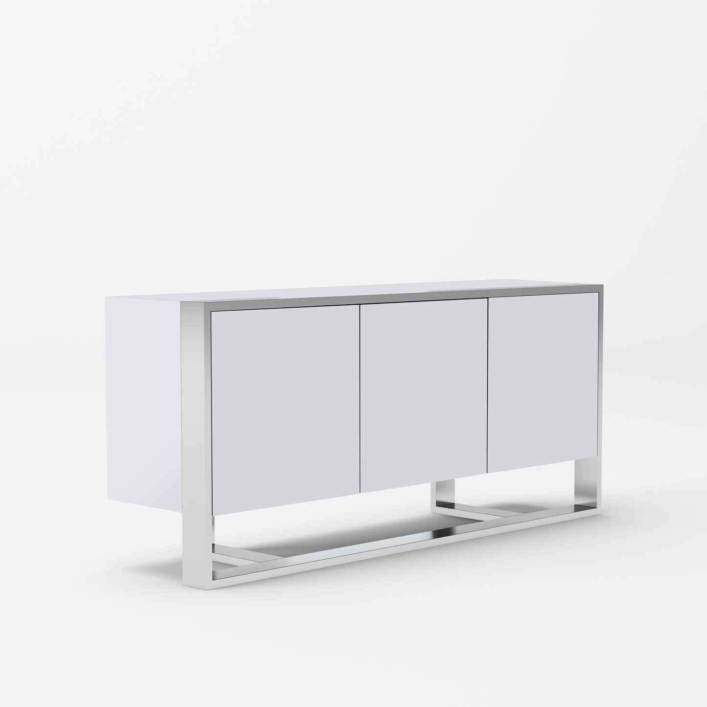 Modrest Fauna - Modern White High Gloss & Stainless Steel Buffet