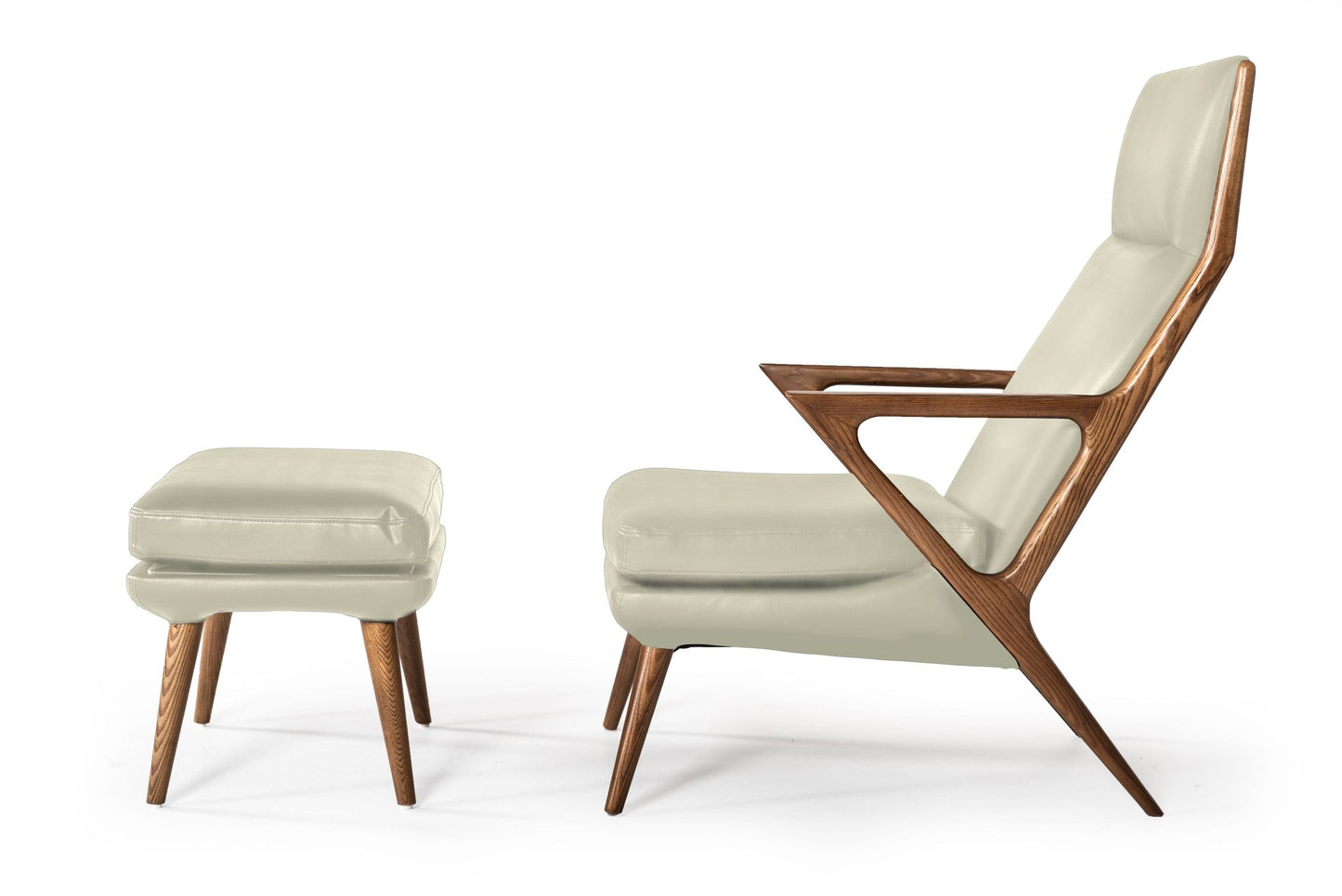 Modrest Fulton - Modern Beige Lounge Chair & Ottoman