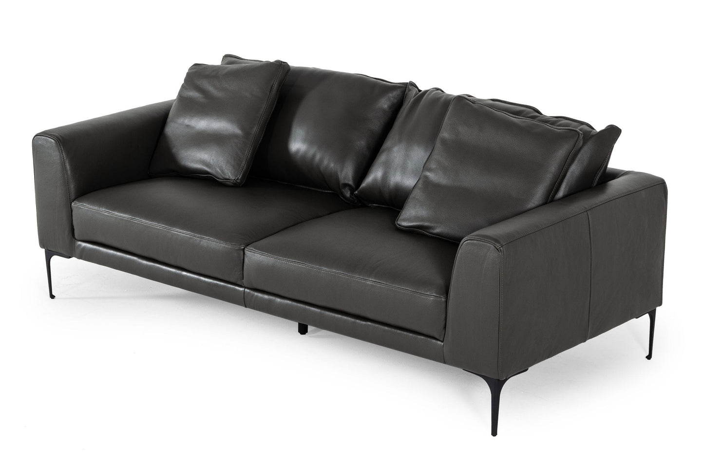 Divani Casa Jacoba - Modern Dark Grey Leather Sofa