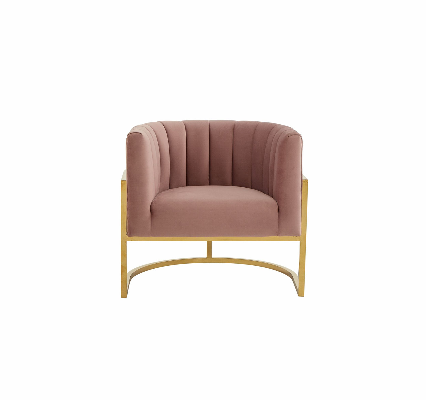 Modrest Landau - Modern Pink Velvet & Gold Stainless Steel Accent Chair