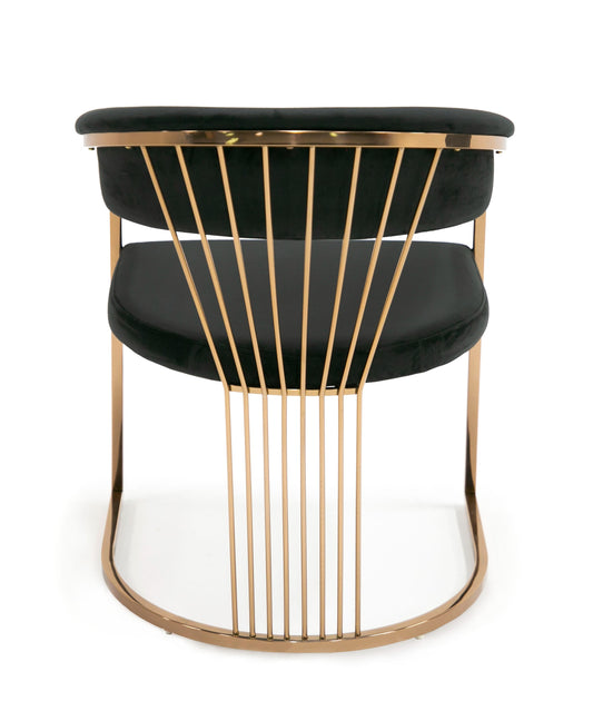 Modrest Linda - Modern Black Velvet and Rosegold Dining Chair