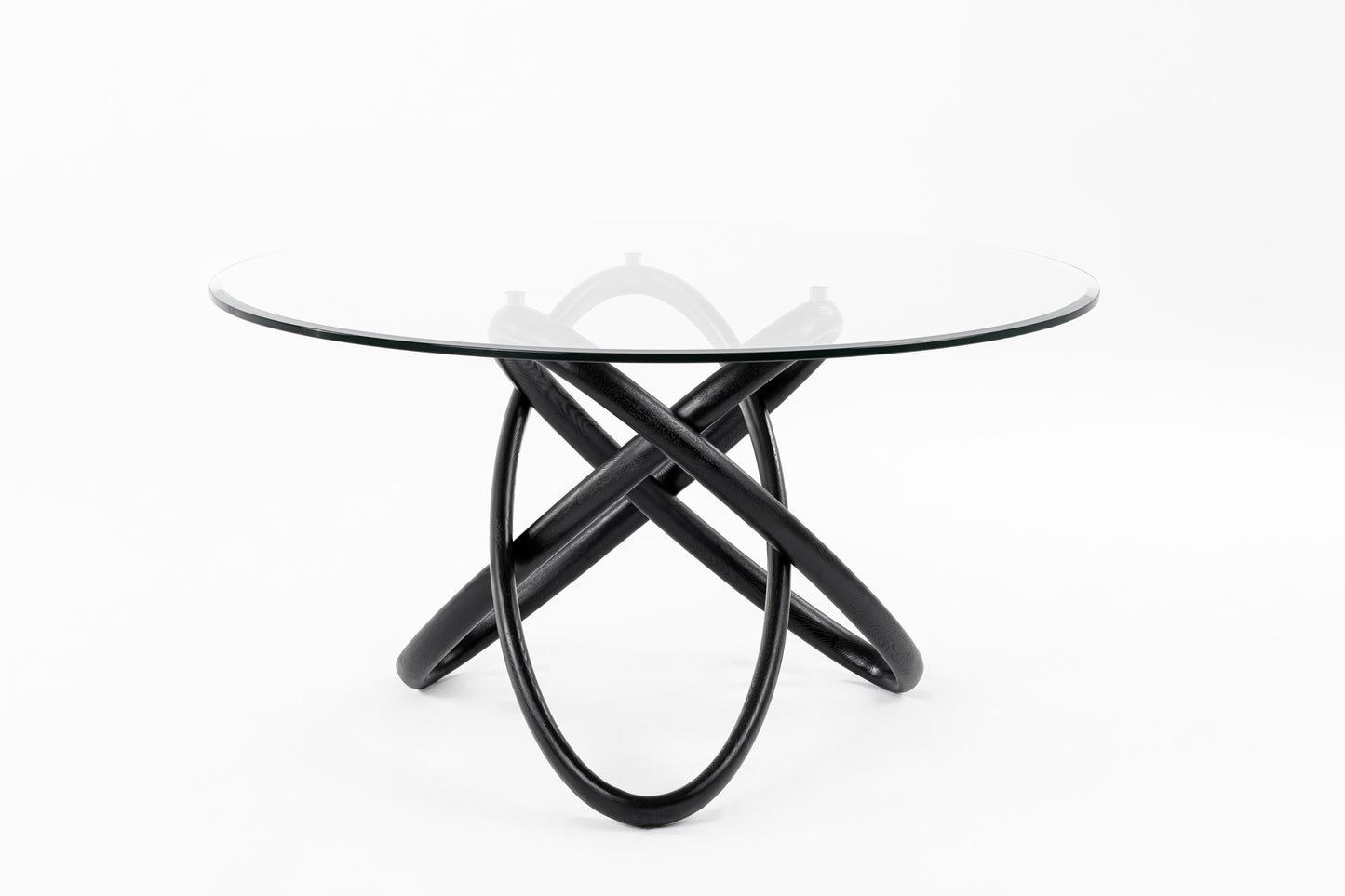 Modrest Mason Round Glass & Black Ash Dining Table