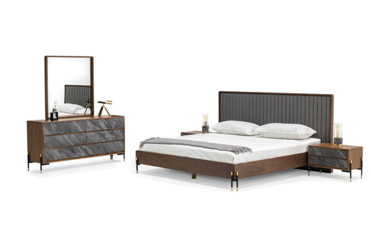 Nova Domus Metcalf - Queen Mid-Century Walnut & Grey Bedroom Set