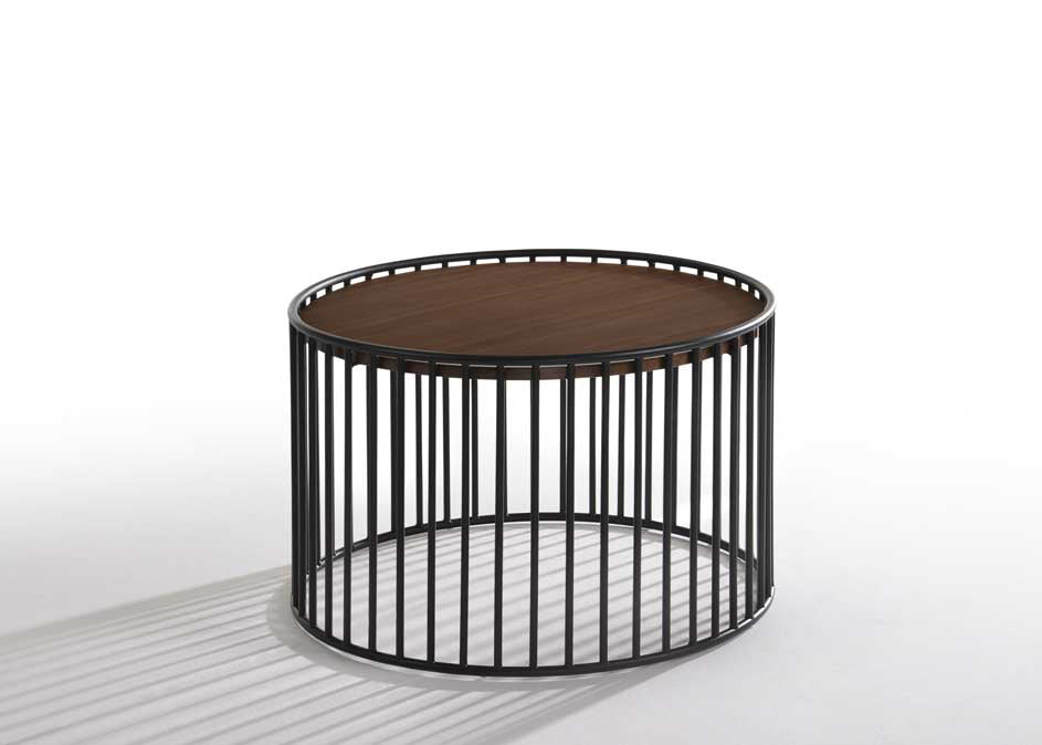 Modrest Bronson Modern Walnut & Black Round End Table
