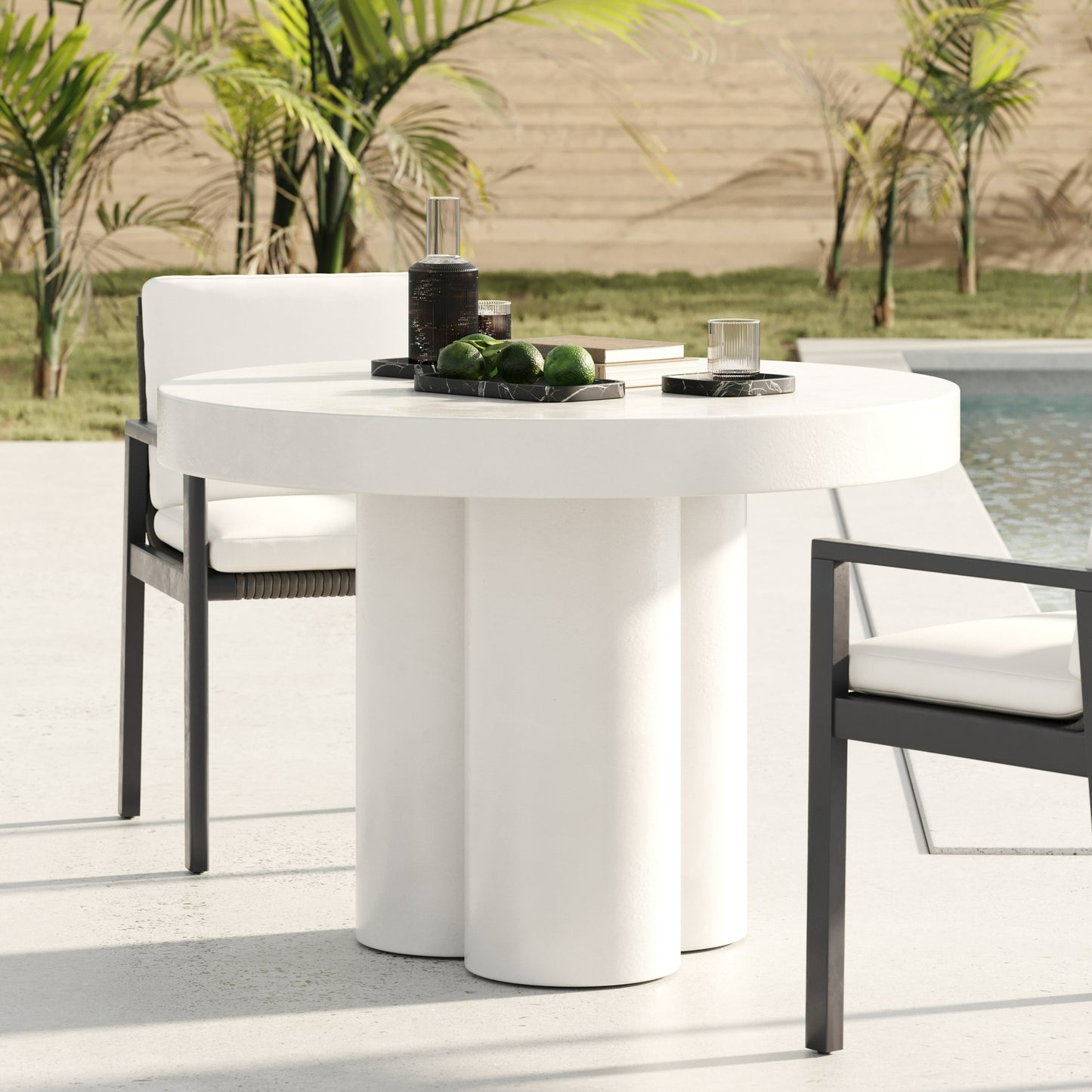 Modrest Bruni - Modern White Concrete Round Dining Table