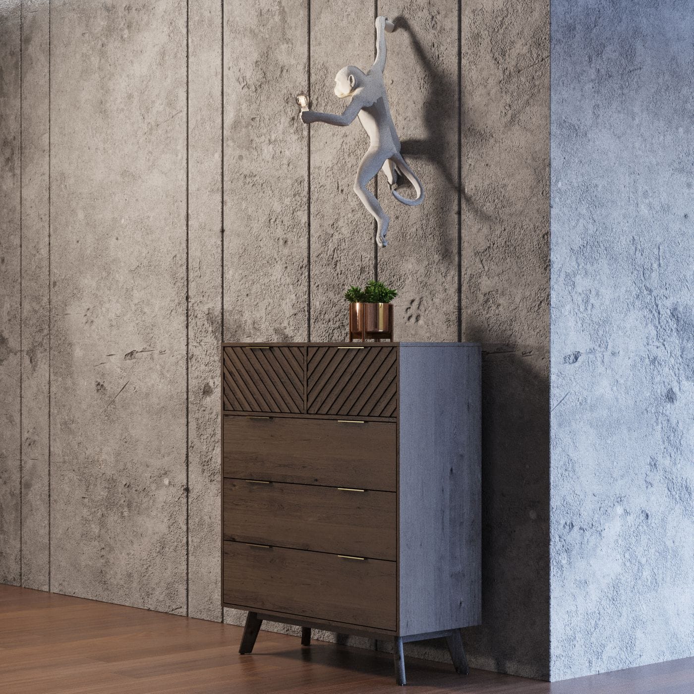 Modrest Daisy Mid-Century Dark Acacia Chest