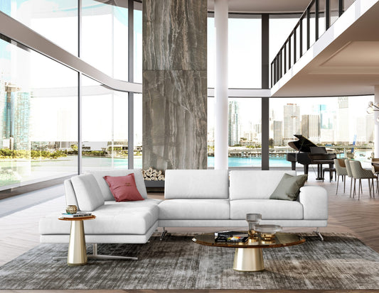 Lamod Italia Mood - Italian White Leather Left Facing Sectional Sofa