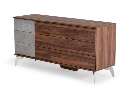 Nova Domus Palermo - Modern Italian Faux Concrete & Walnut Dresser