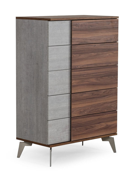 Nova Domus Palermo Italian Modern Faux Concrete & Walnut Chest