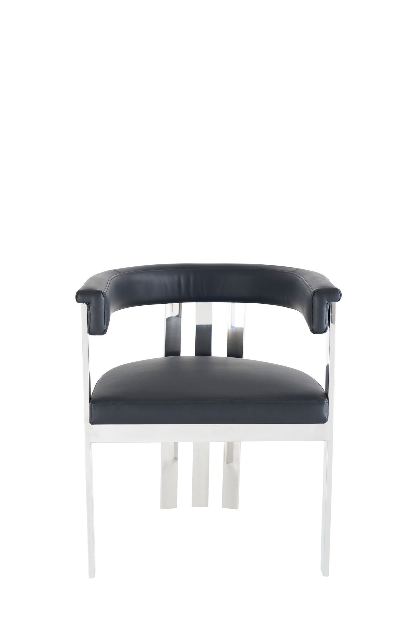 Modrest Pontiac - Modern Black Vegan Leather and Stainless Steel Dining Chair