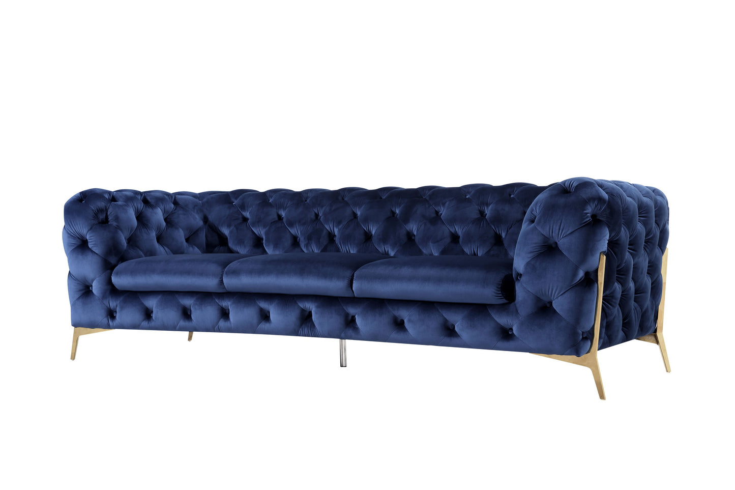 Divani Casa Quincey - Transitional Blue Velvet Sofa