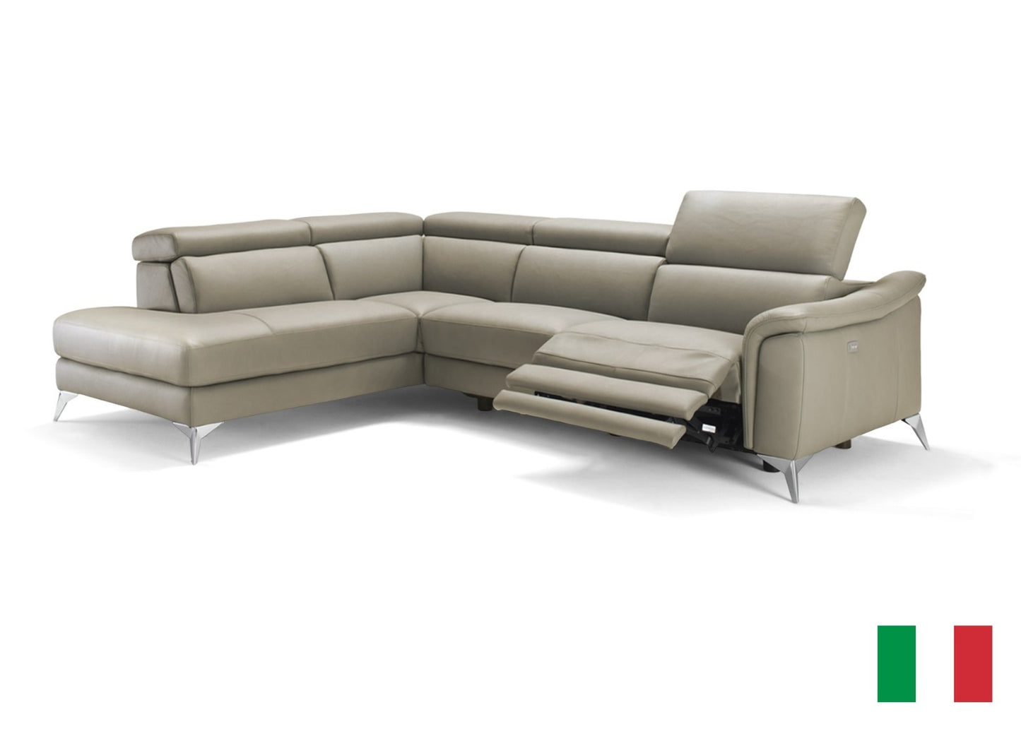 Lamod Italia Monte Carlo - Italian Modern Taupe Leather LAF Sectional Sofa