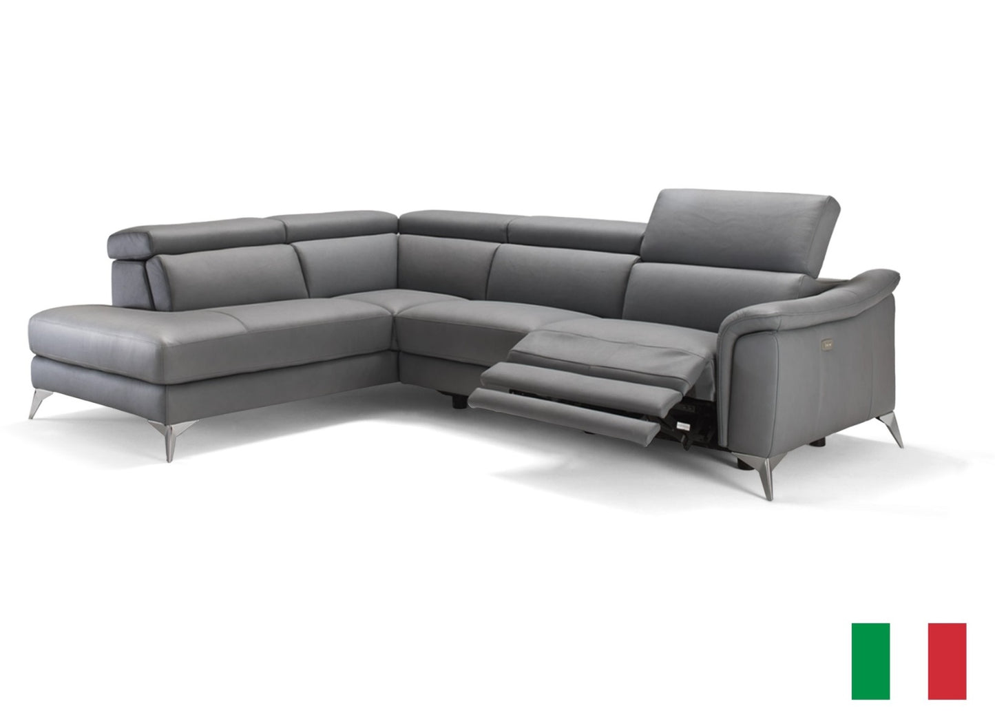 Lamod Italia Monte Carlo - Italian Modern Grey Leather LAF Sectional Sofa