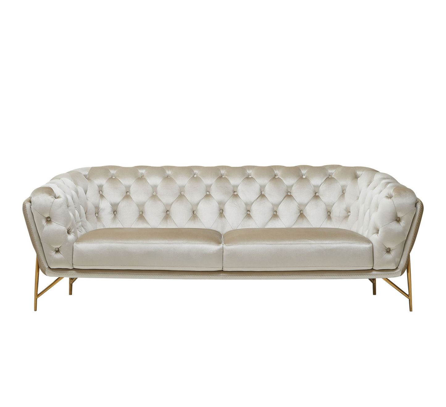 Divani Casa Stella - Transitional Beige Velvet Sofa