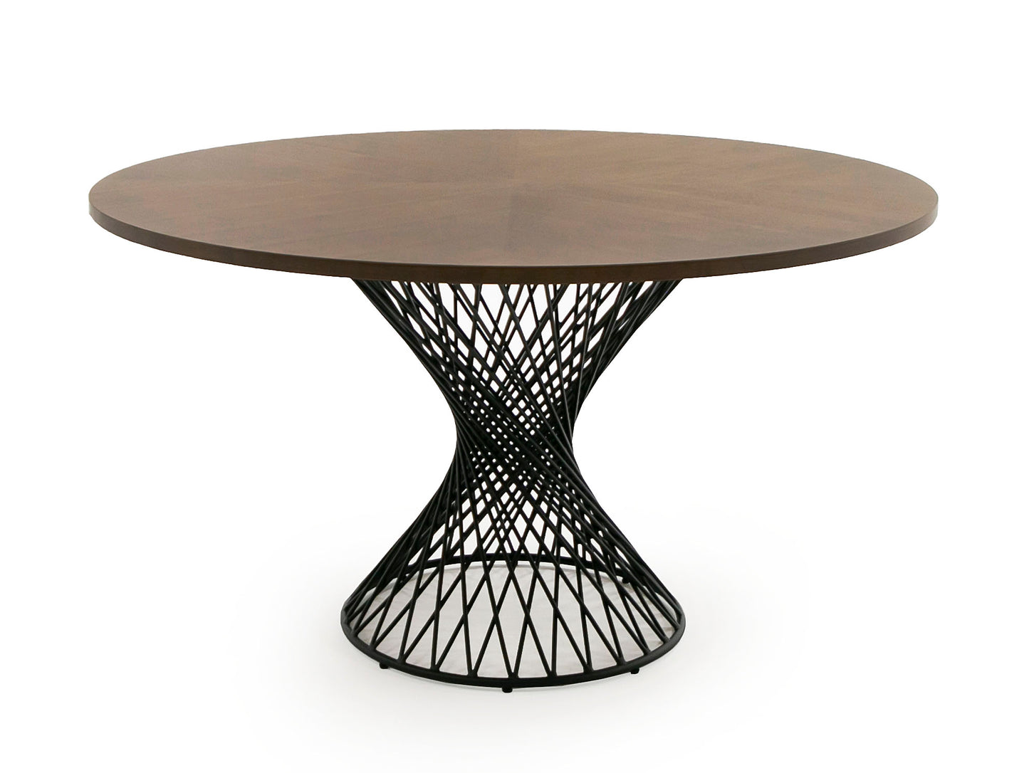 Modrest Theresa Modern Round Walnut & Black Table