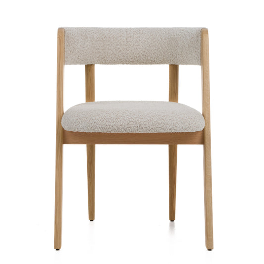 Modern Cream Fabric + Natural Oak Dining Chair (Set of 2)