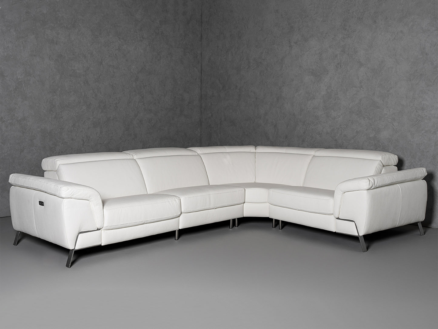 Lamod Italia Wonder - Italian Modern White Leather Sectional Sofa with Recliners
