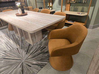 96" Travertine stone finish Rectangular Dining Table w double pedestal base