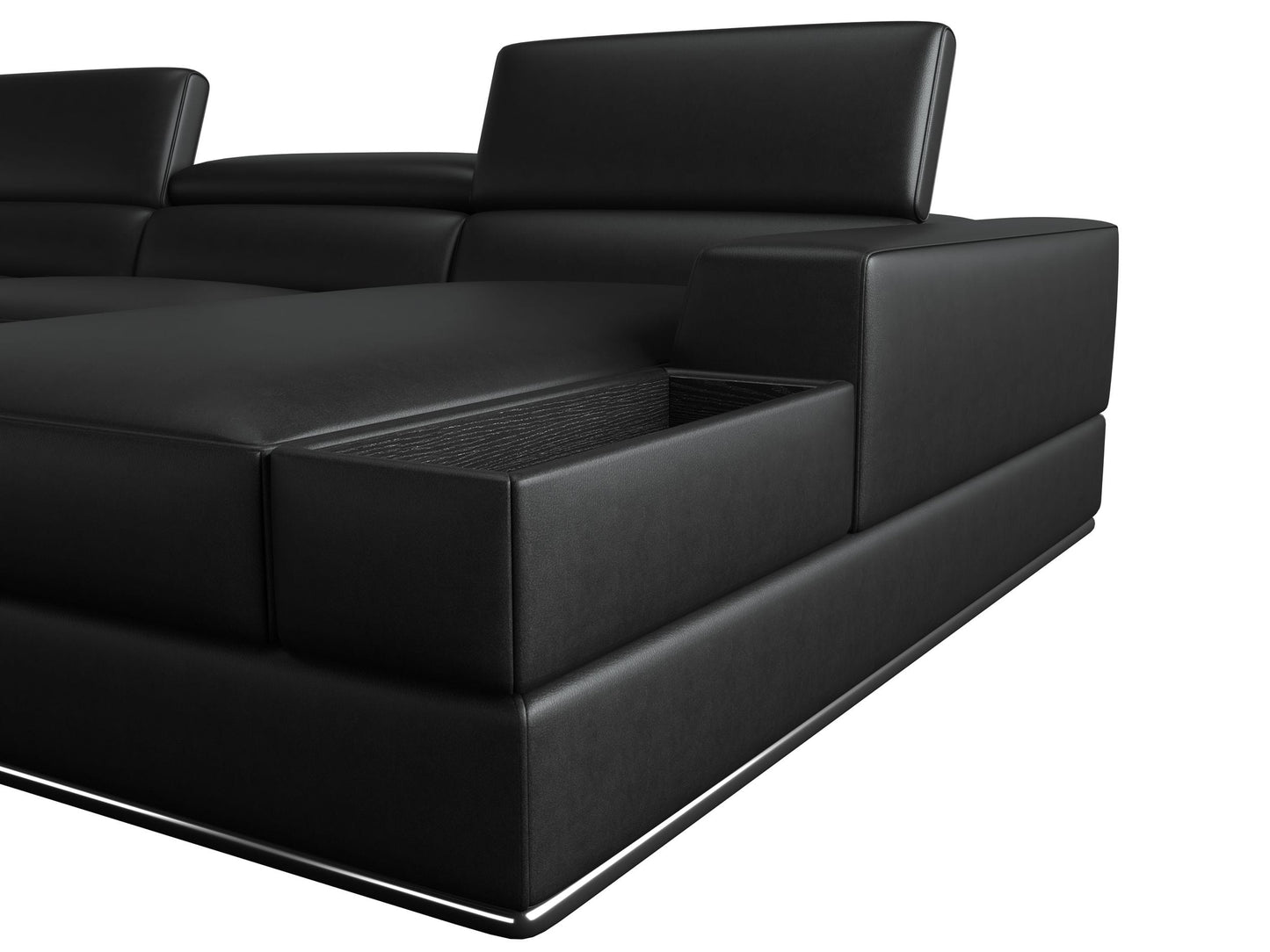 Divani Casa Pella - Modern Black Italian Leather U Shaped Sectional Sofa