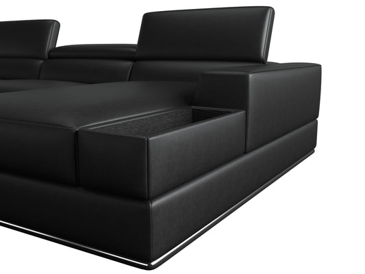 Divani Casa Pella - Modern Black Italian Leather U Shaped Sectional Sofa