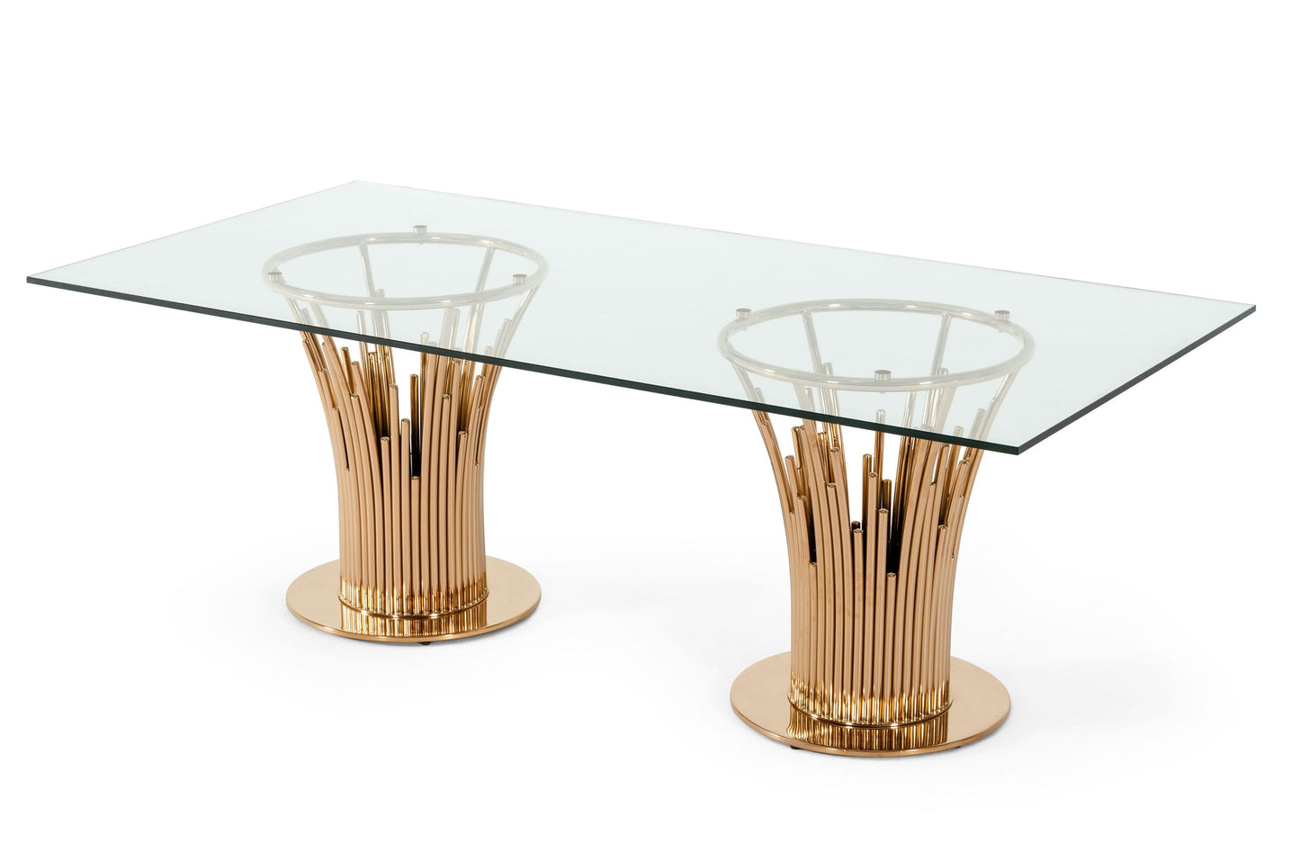 Modrest Paxton Modern Glass & Rosegold Dining Table