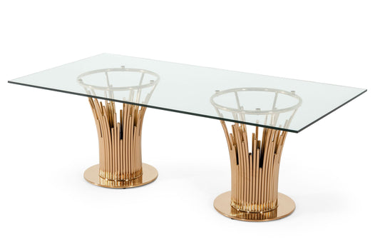 Modrest Paxton Modern Glass & Rosegold Dining Table
