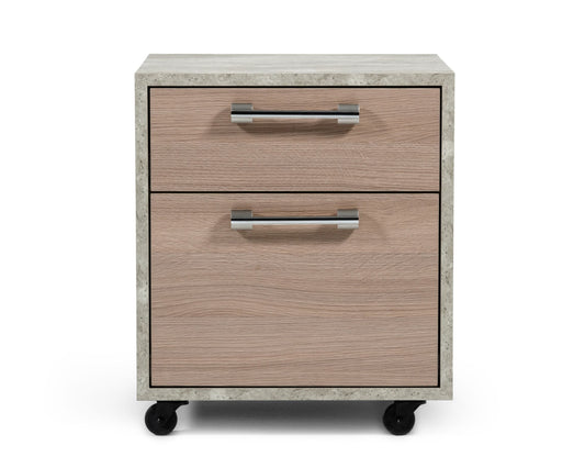 Nova Domus Boston Modern Brown Oak & Faux Concrete Office Small File Cabinet