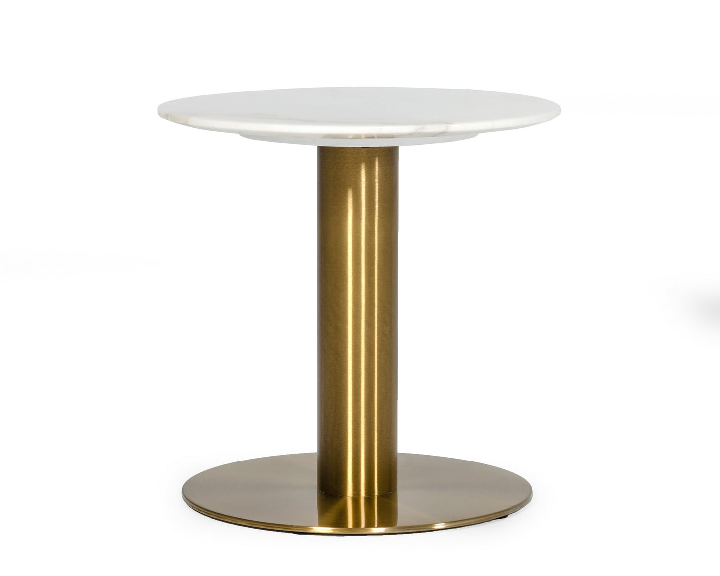 Modrest Fairway - Glam White Marble and Brushed Gold End Table