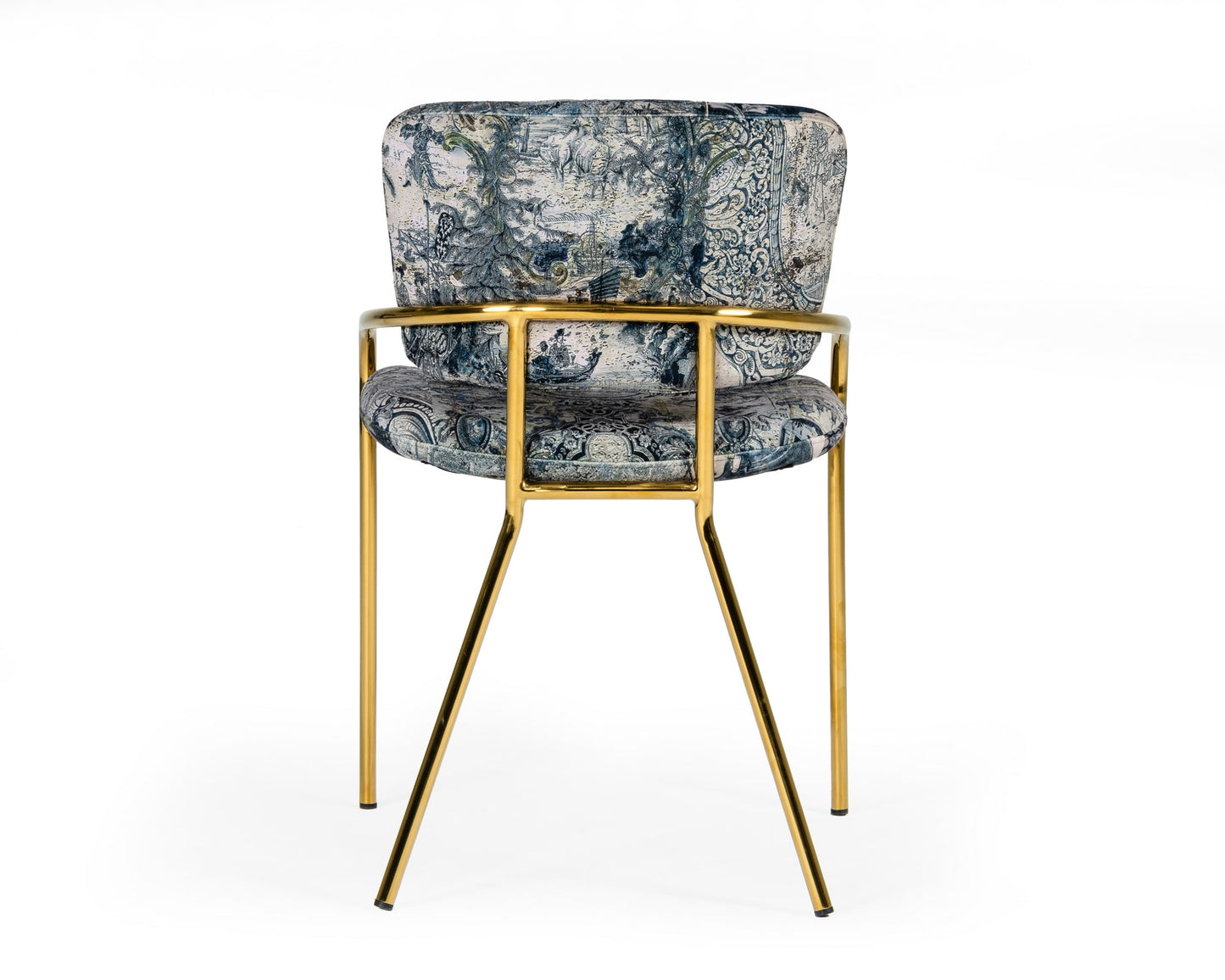 Modrest Farnon - Modern Patterned Velvet and Gold Dining Chair