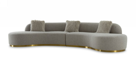 Divani Casa Frontier - Glam Grey Fabric Curved Sectional Sofa