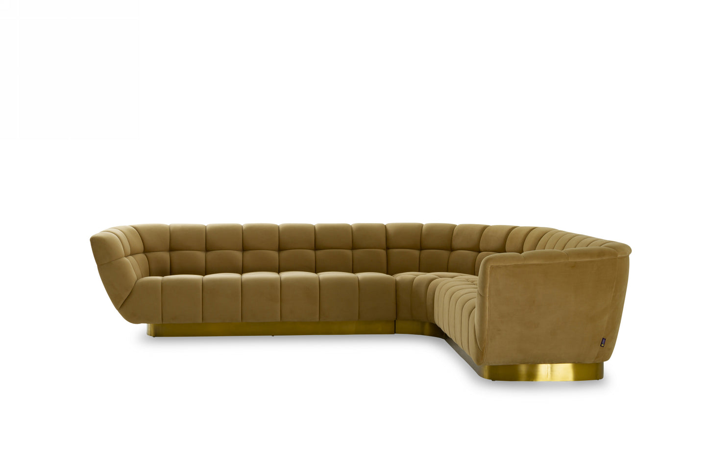 Divani Casa Granby - Glam Mustard + Gold Fabric Sectional Sofa