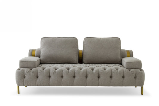 Divani Casa Ladera - Glam Grey and Gold Fabric Loveseat