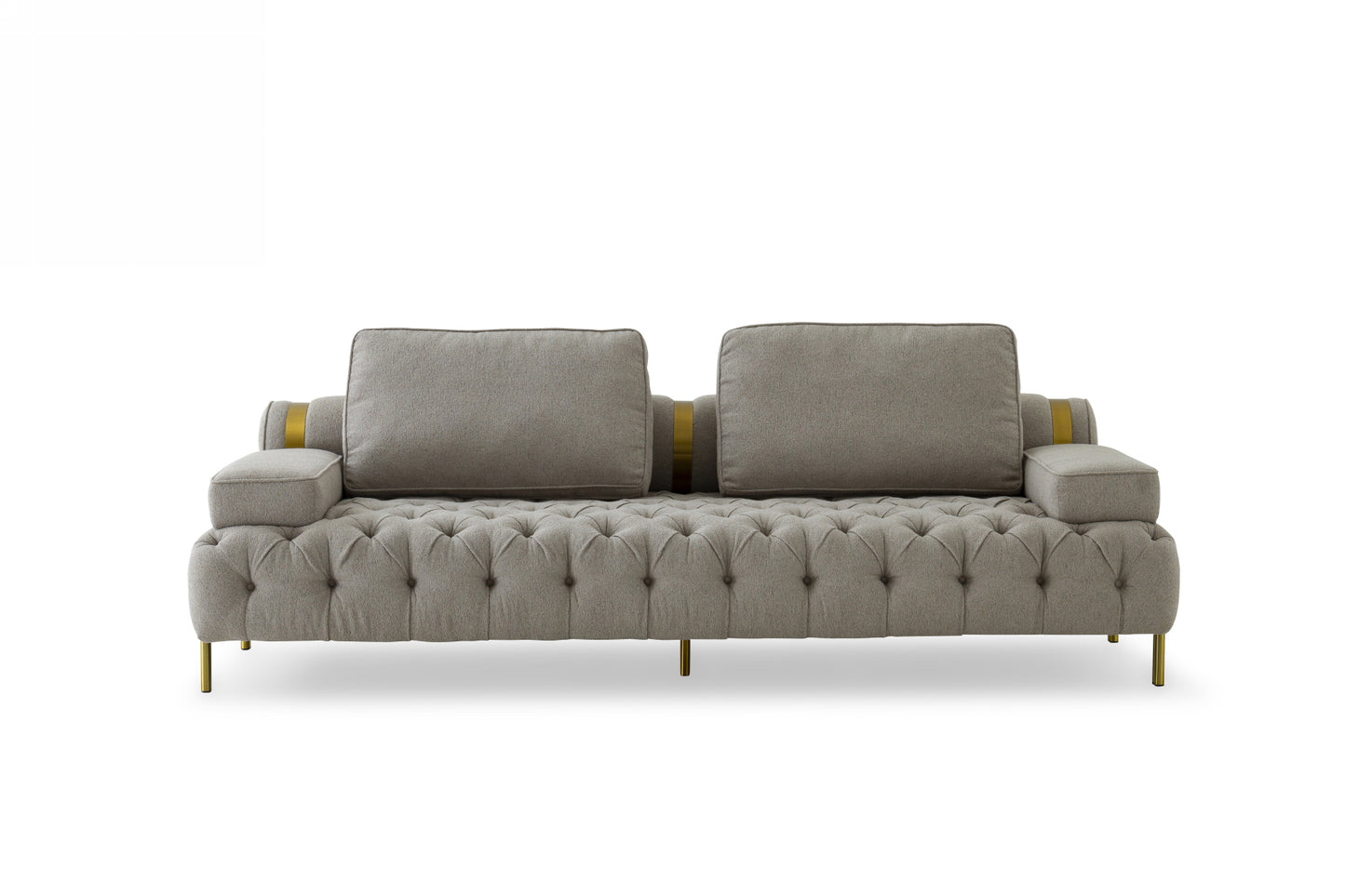 Divani Casa Ladera - Glam Grey and Gold Fabric Sofa