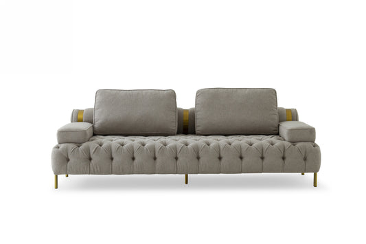 Divani Casa Ladera - Glam Grey and Gold Fabric Sofa