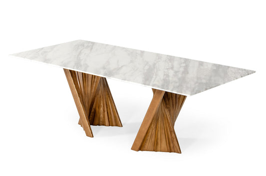 Modrest Cadence - Modern Walnut & Marble Dining Table