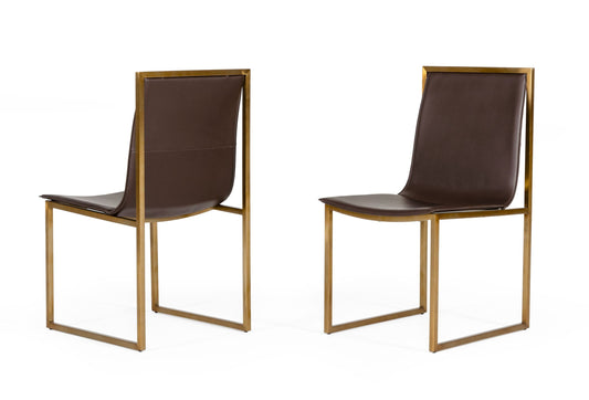 Modrest Dalton - Modern Brown Leatherette Dining Chair (Set of 2)