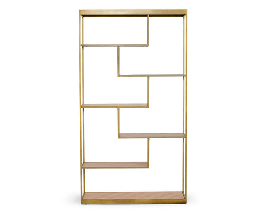 Modrest Jessica - Modern Oak & Brass Bookshelf