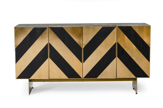 Modrest Perret - Glam Black Ash & Brushed Brass Modern Buffet