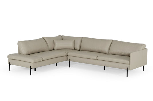 Divani Casa Sherry - Modern Grey Leather Left Facing Sectional Sofa
