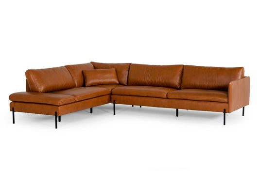 Divani Casa Sherry - Modern Cognac Leather Left Facing Sectional Sofa