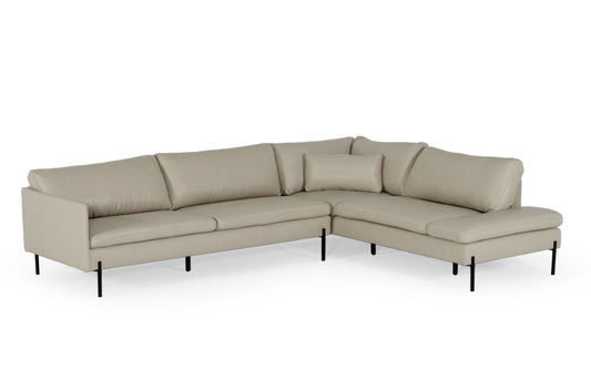 Divani Casa Sherry - Modern Grey Leather Right Facing Sectional Sofa