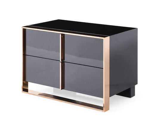 Nova Domus Cartier Modern Black & Rosegold Nightstand