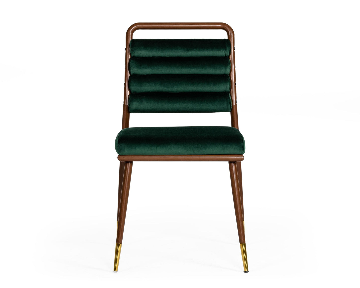 Modrest Biscay - Modern Dark Green & Walnut Steel Dining Chair