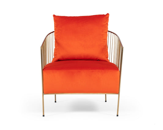 Modrest Loveland - Glam Orange Velvet Accent Chair