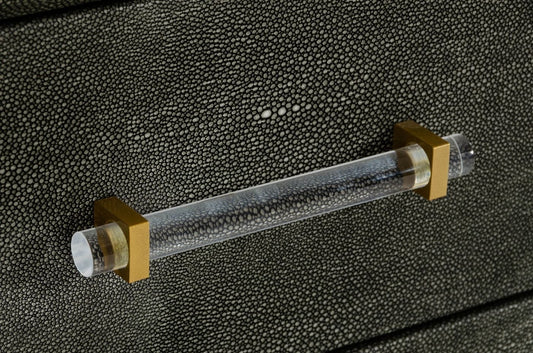 Modrest Howard - Modern Shagreen Grey Leatherette & Gold Dresser