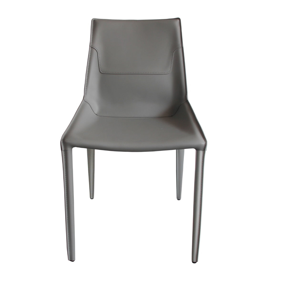 Modrest Halo - Modern Light Grey Saddle Leather Dining Chair Set of Two