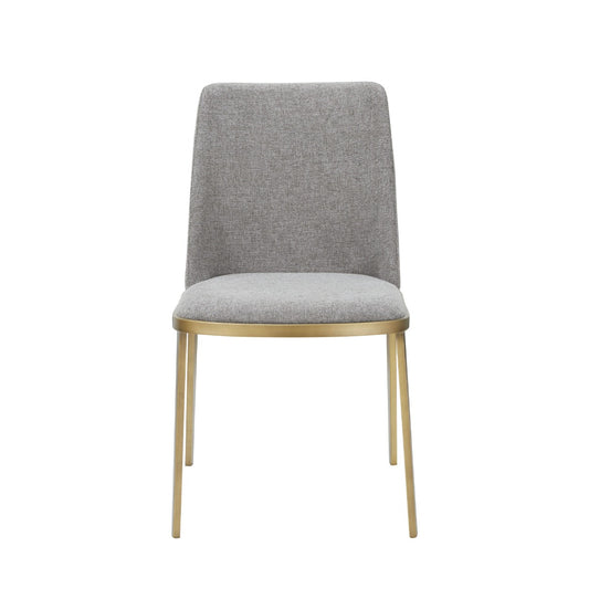 Modrest Brent- Contemporary Light Grey Fabric + Brass Dining Chair Set of 2