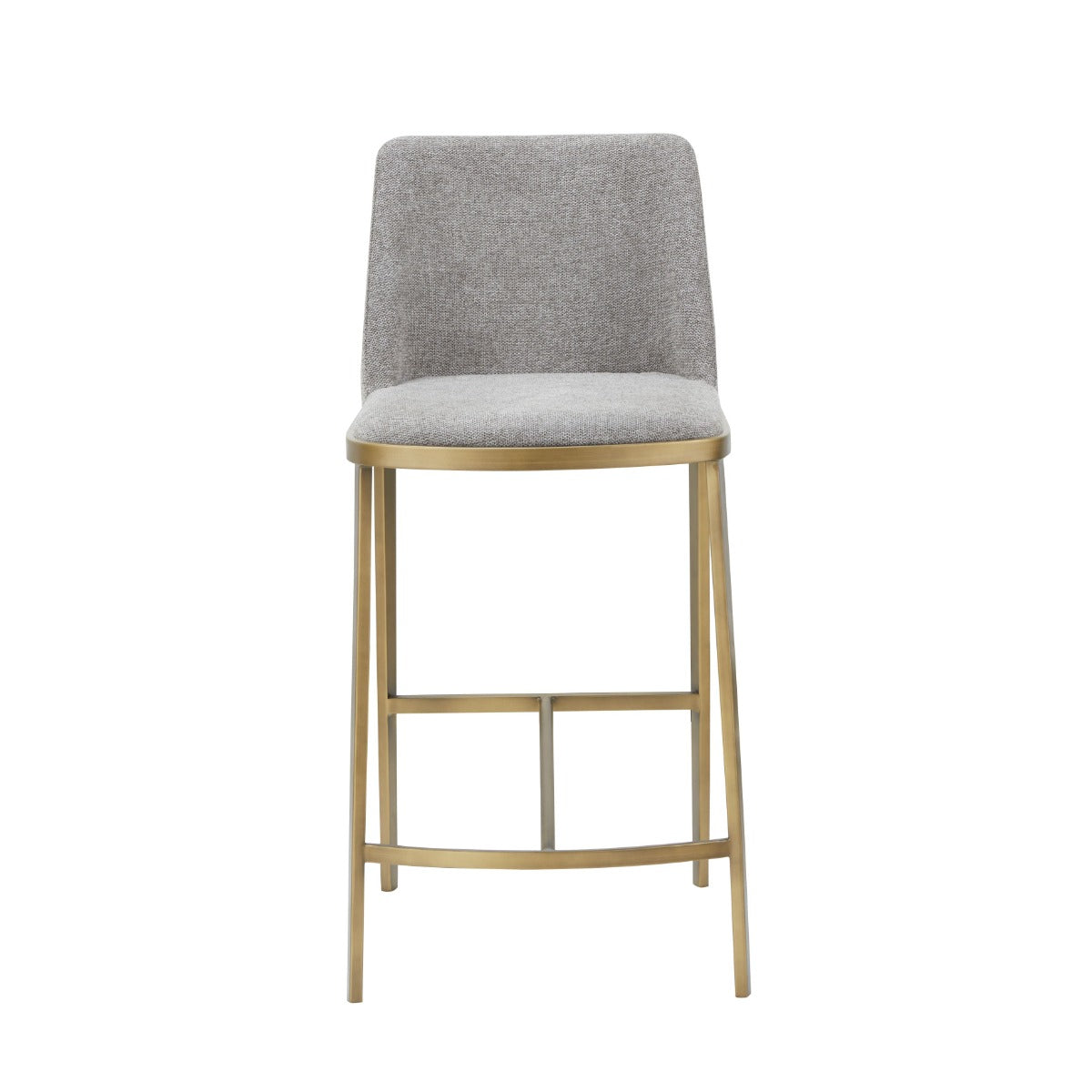 Modrest Brent- Contemporary Light Grey Fabric + Brass Counter Stool